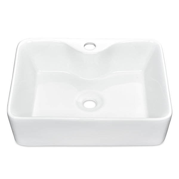Aquaterior White Ceramic Rectangular Vessel Bathroom Sink Wayfair